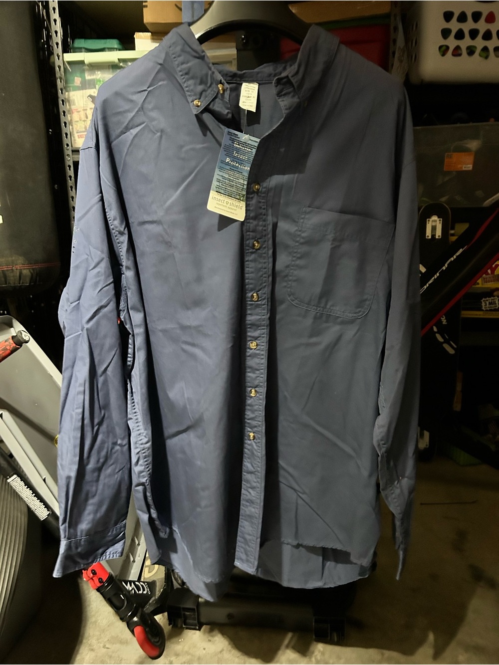 NWT Insect Shield Men’s 4XL Navy Long Sleeve Bug Repellent Outdoor Shirt